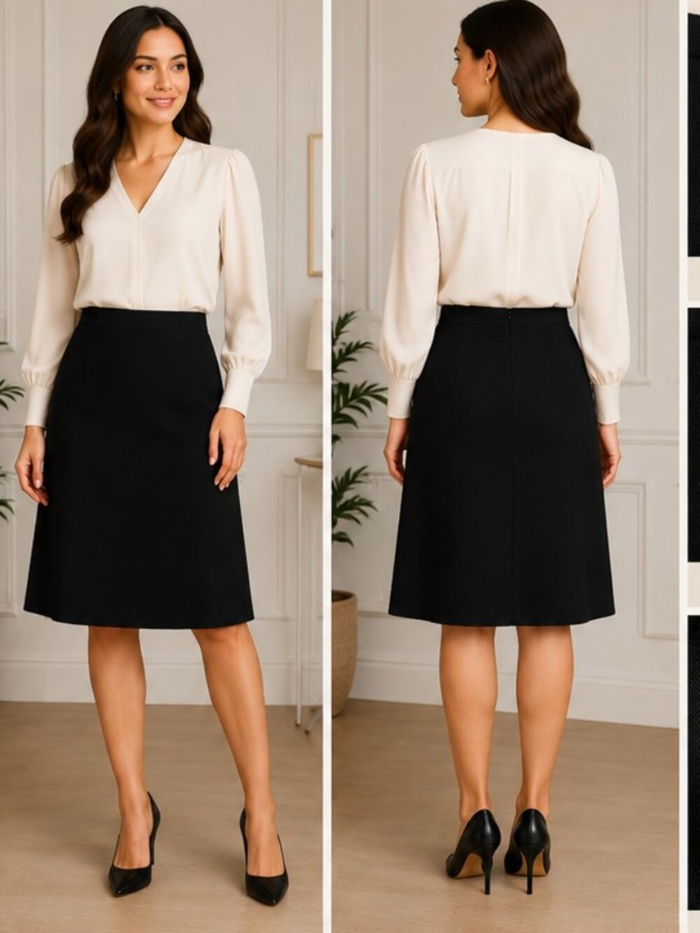 Calvin Klein Black A-Line Skirt Women’s Size 10 Career Office Stretch Lined